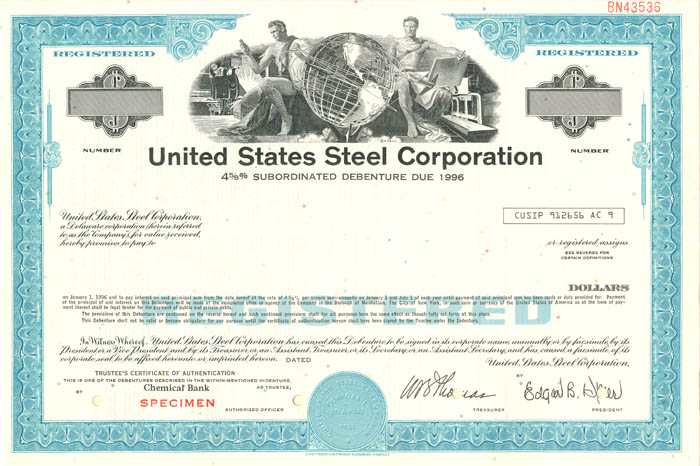 United States Steel Corporation - Specimen Stock Certificate